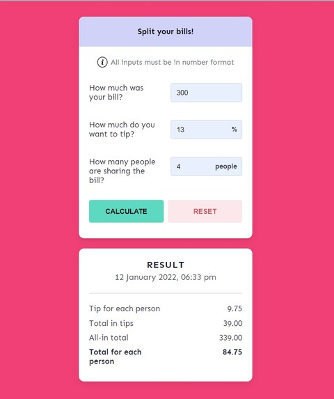 Bill splitter – screenshot 2