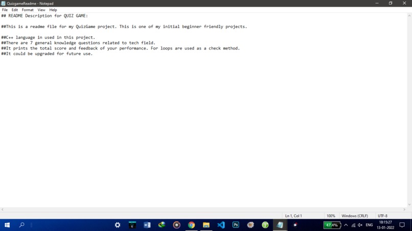 ReadMe file  – screenshot 1