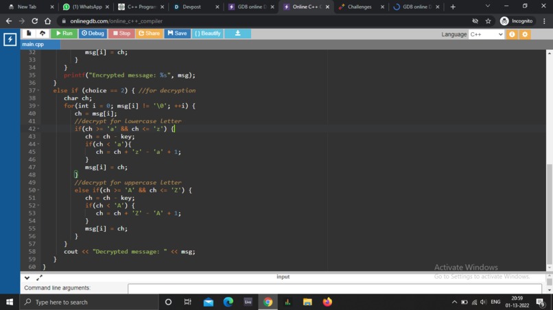 Implement a cipher – screenshot 1