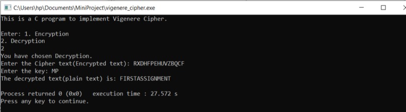 Vigenere Cipher – screenshot 2