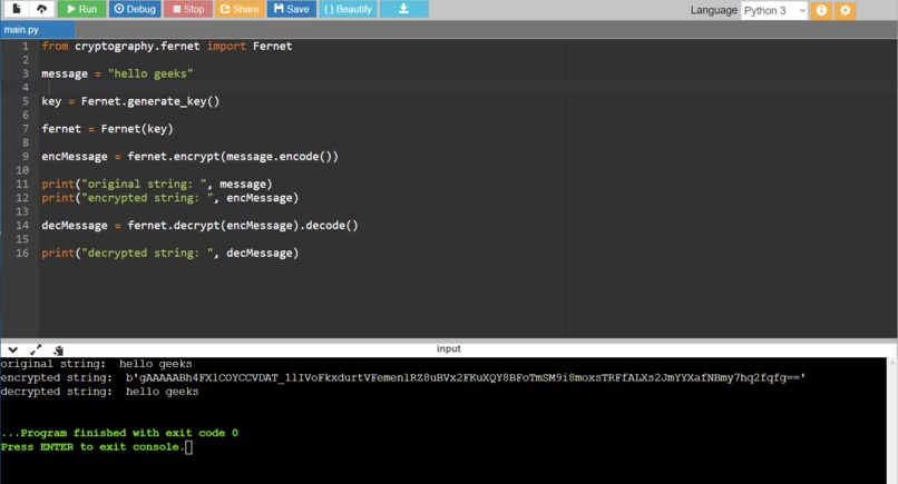 PyCipher – screenshot 1