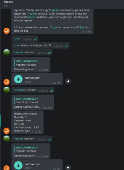 Telegram FitZone Bot – screenshot 1