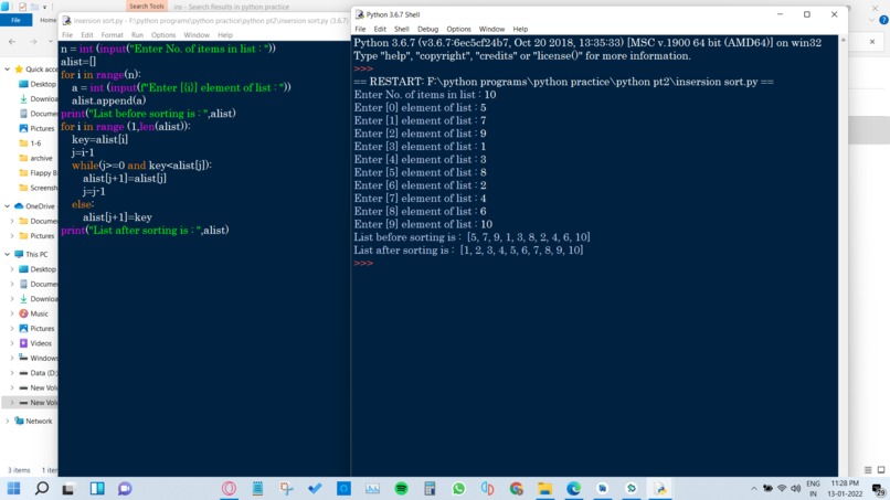 Program to Sort a list in python – screenshot 1