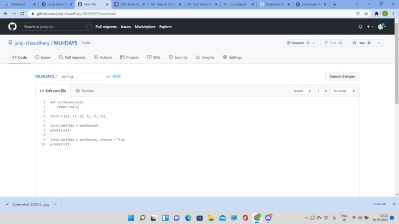 list sorting – screenshot 1
