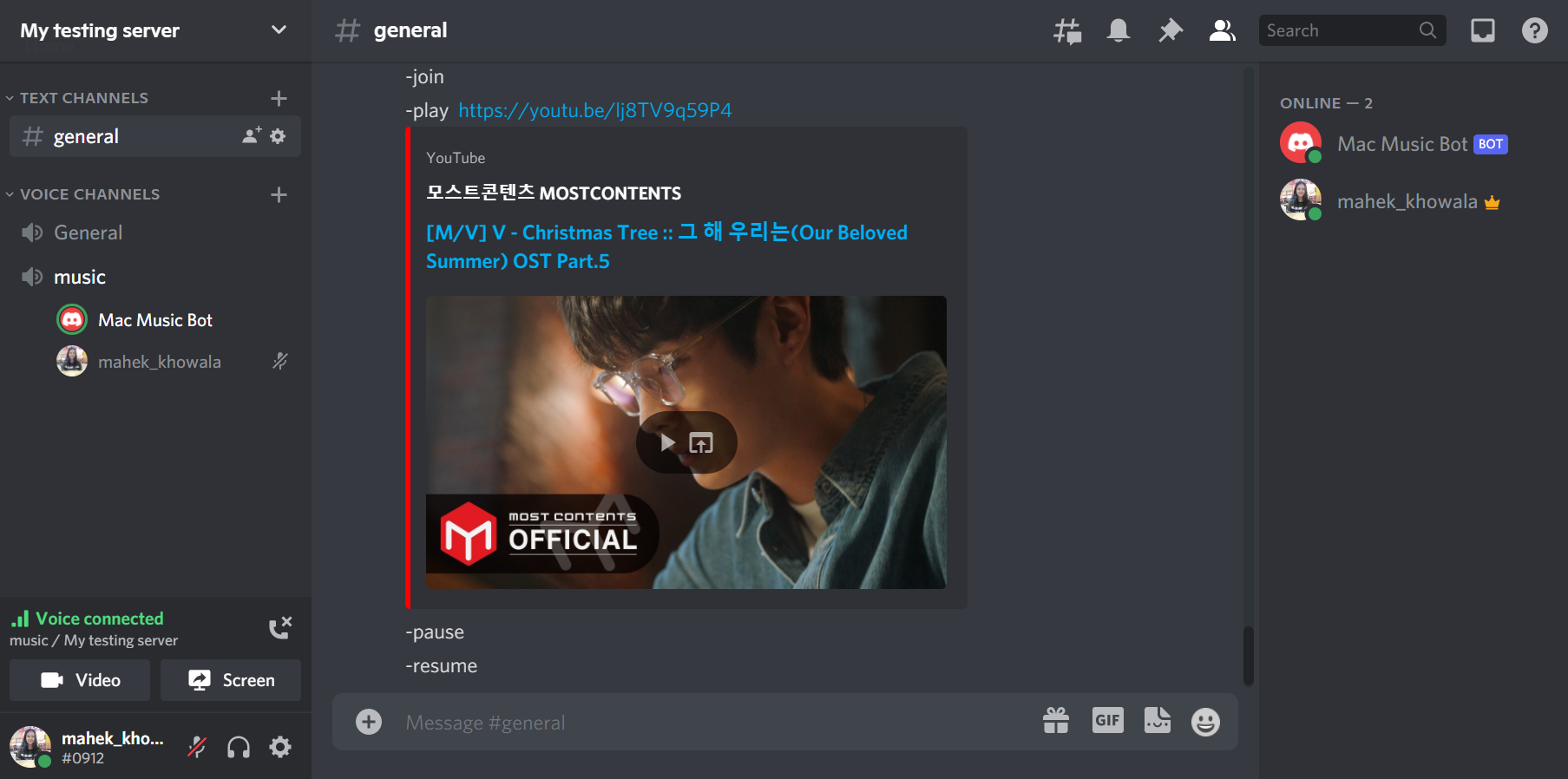 Music Discord Bot Devpost