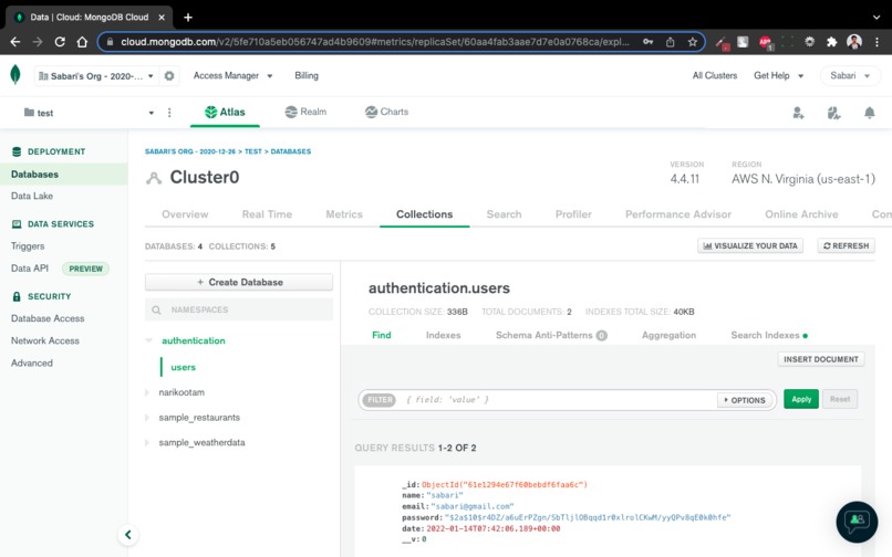 AuthenticationUsingDatabase – screenshot 1