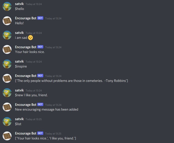 Encourage Bot – screenshot 1