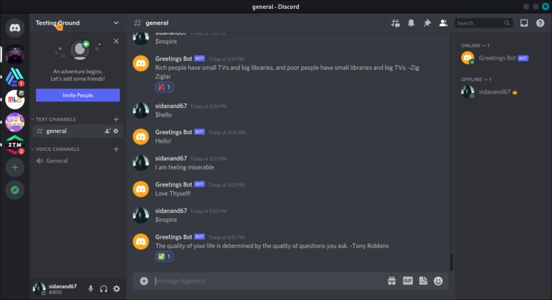Greetings Bot – screenshot 1