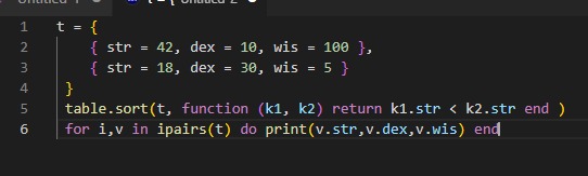 Write a script to sort a list – screenshot 1