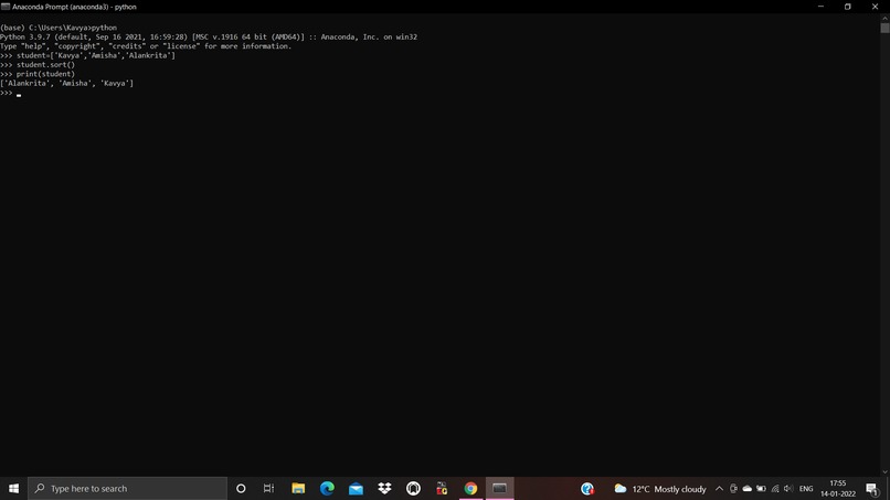 Script to sort a list – screenshot 1