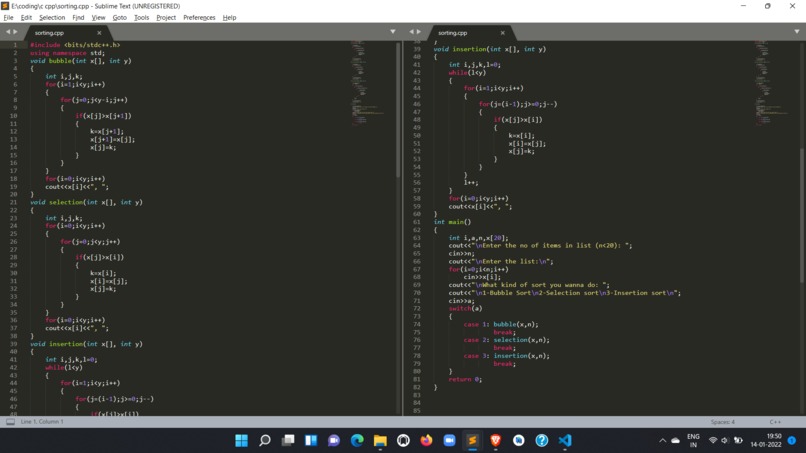 Sorting – screenshot 1