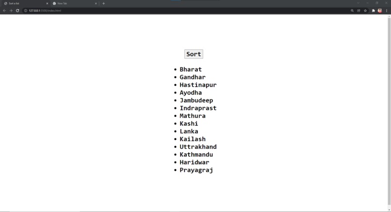 Script to sort the list – screenshot 1