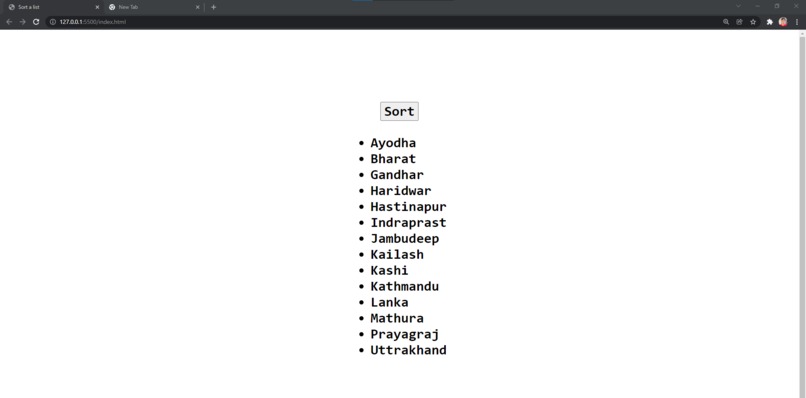 Script to sort the list – screenshot 2
