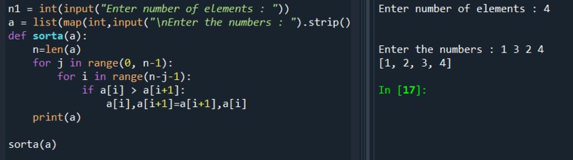 Write a script to sort a list – screenshot 1