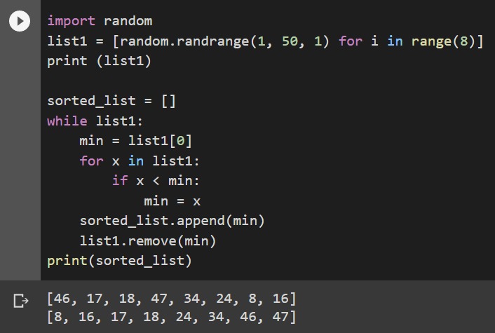 Sort a List – screenshot 1