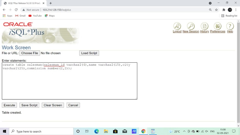 USE OF DATABASE – screenshot 1
