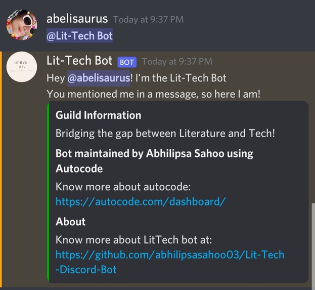 Lit-Tech Discord Bot – screenshot 1