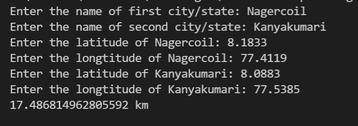 Distance between two cities/states – screenshot 1