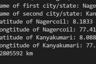 Distance between two cities/states