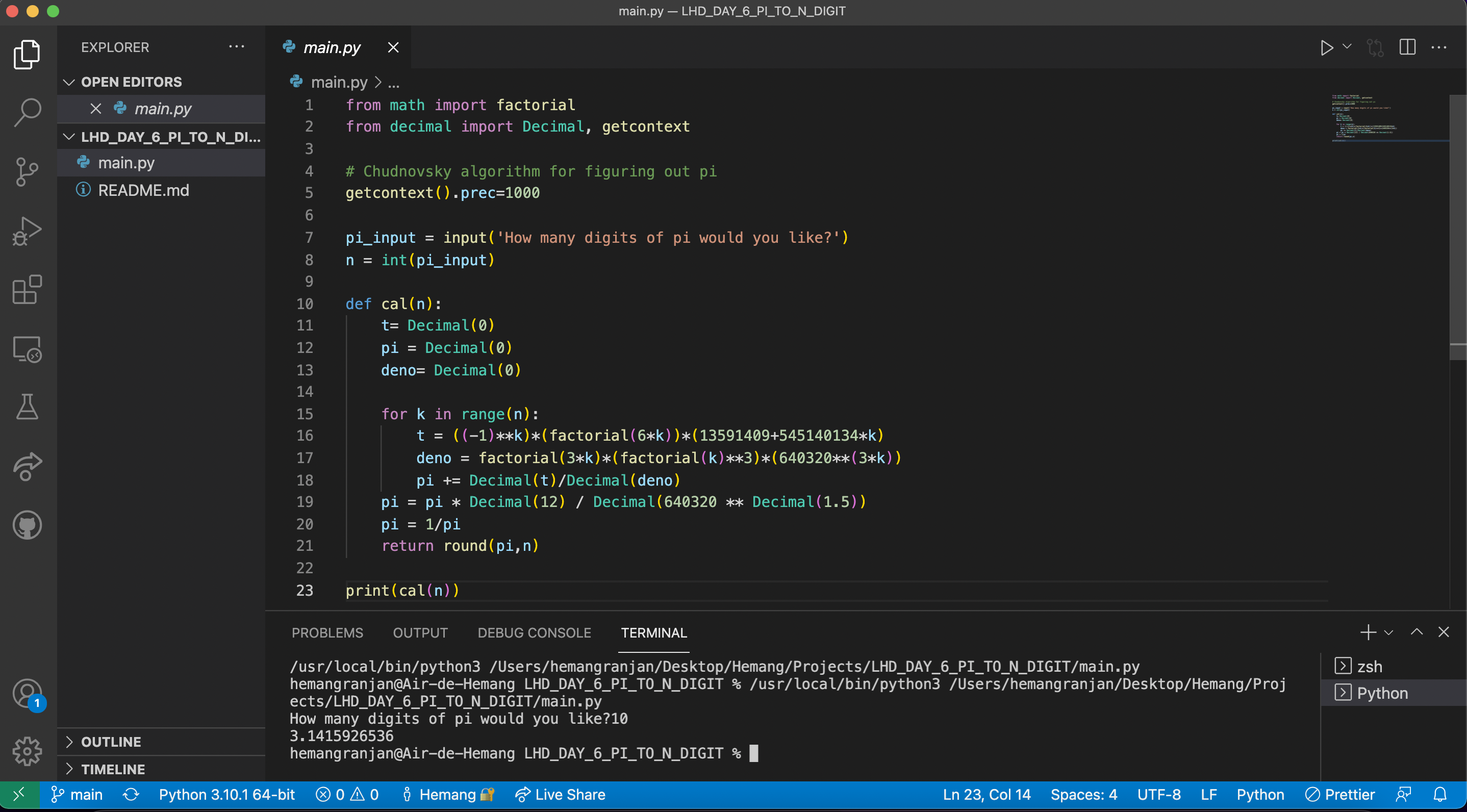 Finding_Pi_to_N_digit | Devpost