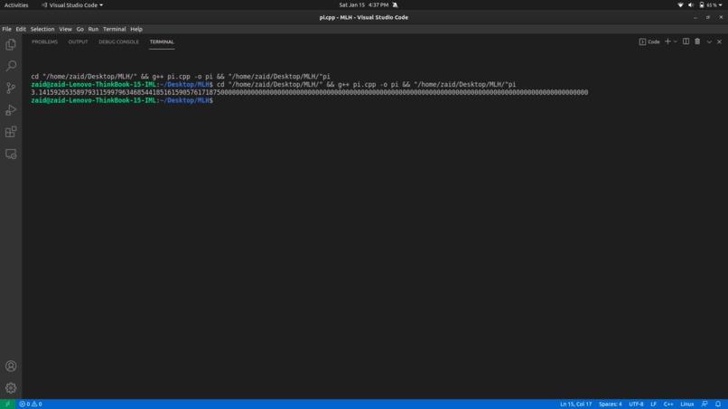 Write a script to find pi to the Nth digit – screenshot 2