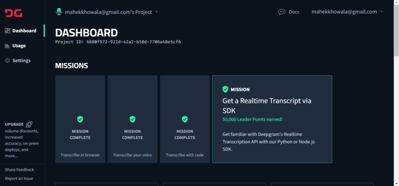 Getting started with Deepgram – screenshot 1