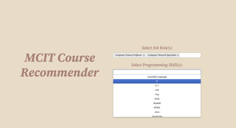 MCIT Course Recommender – screenshot 1