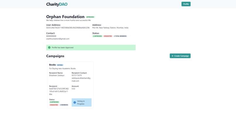 CharityDAO – screenshot 2
