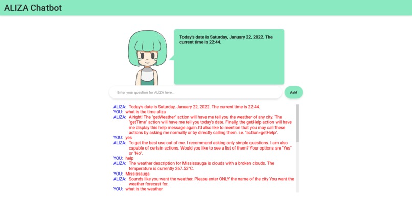 Aliza Chatbot – screenshot 1