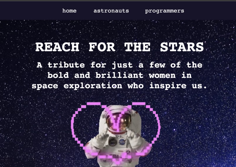 Women in Space, a tribute website – screenshot 1