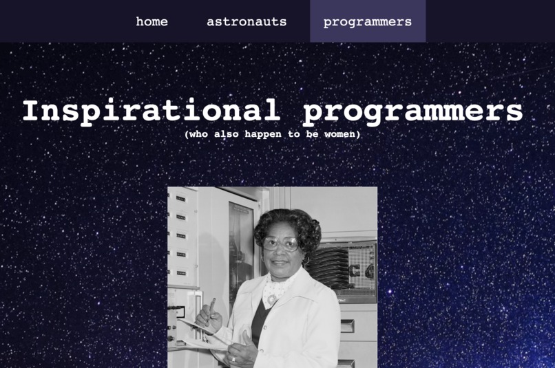 Women in Space, a tribute website – screenshot 3