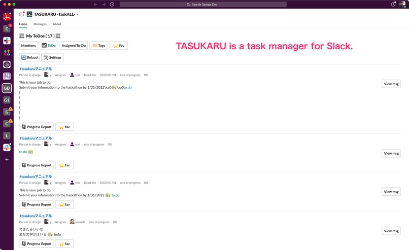 TASUKARU-TaskAll- Task manager for slack – screenshot 1