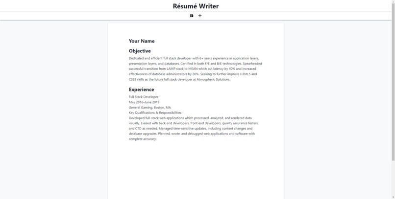 Team 60 - Resume Writer – screenshot 1