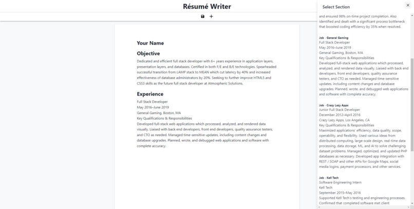 Team 60 - Resume Writer – screenshot 3