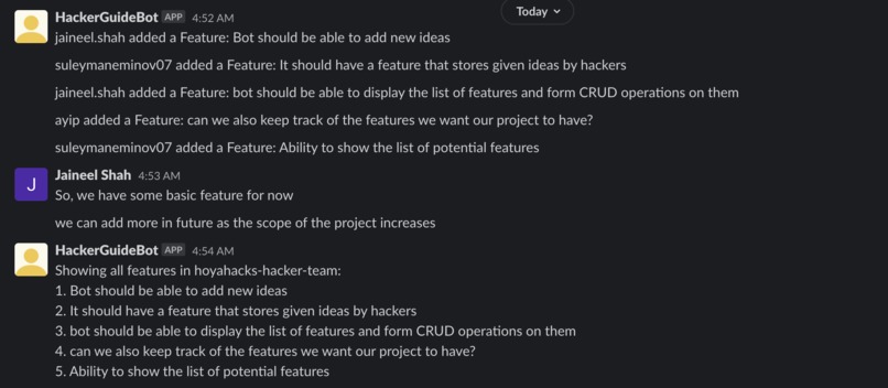 #55 ShackSlack, HackerGuide (HG-Bot), Hoya Hacks 2022 – screenshot 4