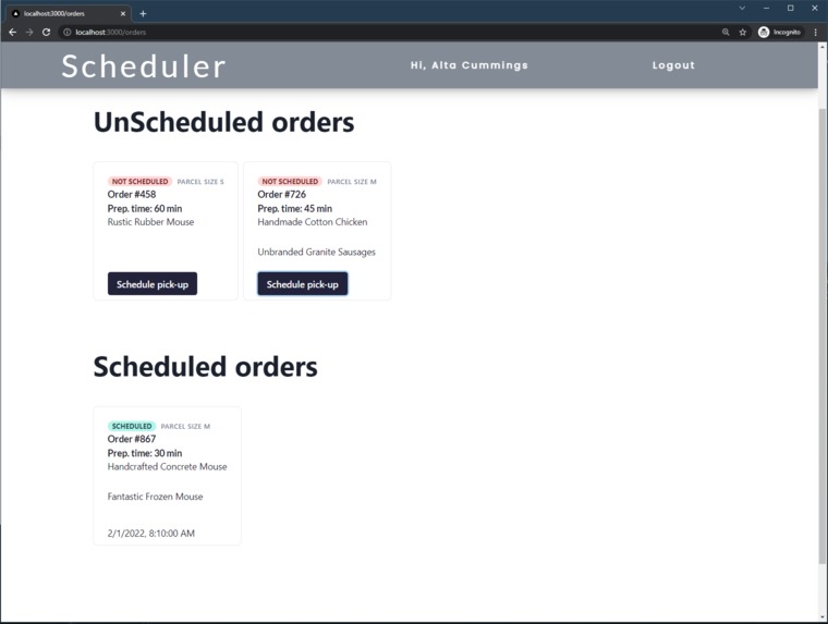 eCommerce Pickup Service Scheduler – screenshot 5