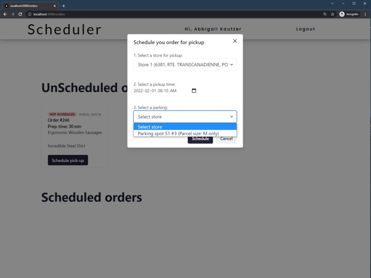eCommerce Pickup Service Scheduler – screenshot 6
