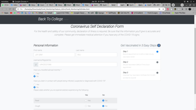 Covid Management App – screenshot 1
