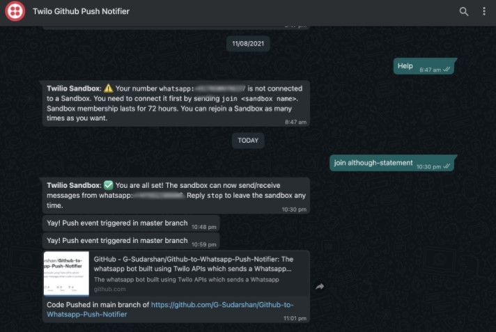 Github-to-Whatsapp-Push-Notifier – screenshot 1