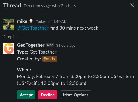 Get Together - Slack Hack 2.0 – screenshot 2