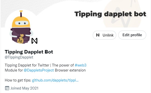 Twitter Tipping Dapplet – screenshot 3