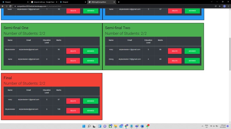[W]riting [C]ompetition – screenshot 1
