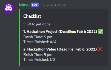 Mayu Checklist Bot – screenshot 1