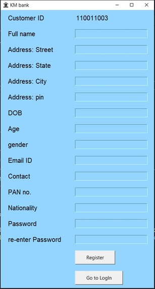 Bank data management system – screenshot 2