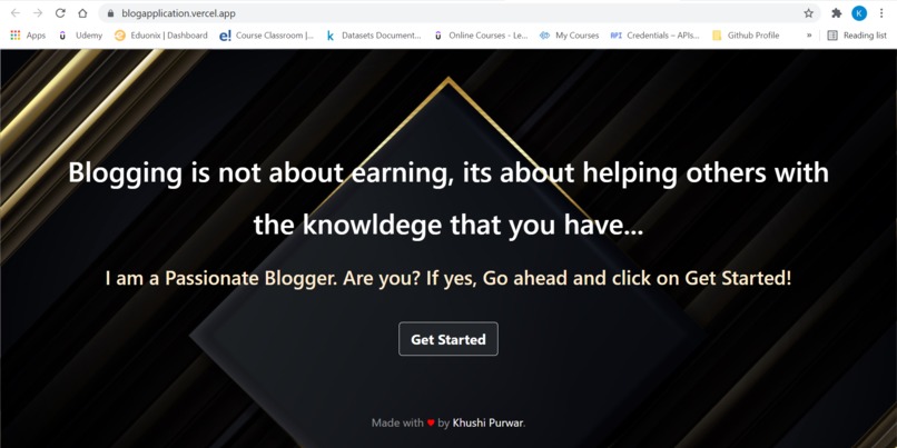 Blog Application – screenshot 1