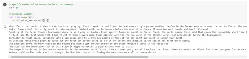 Text Summarization – screenshot 1