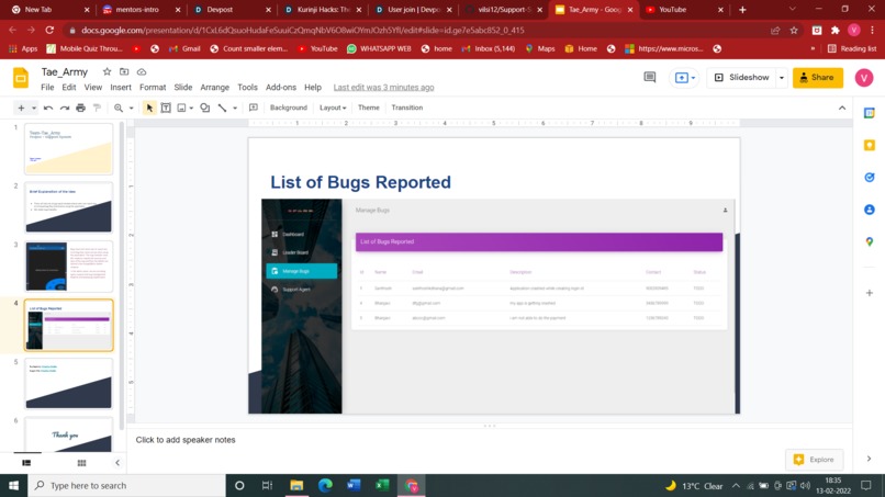 Support system – screenshot 2