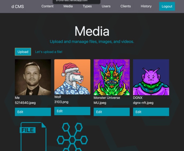 dCMS - A Decentralized Headless Content Management System – screenshot 2