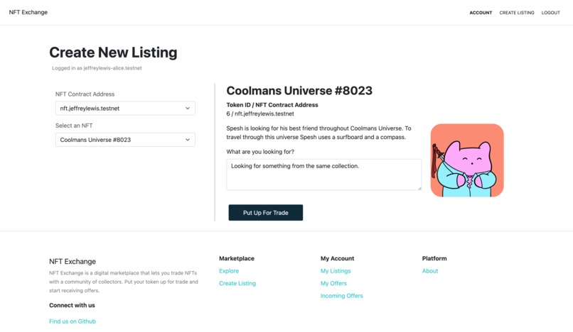 NFT Exchange for NEAR – screenshot 2