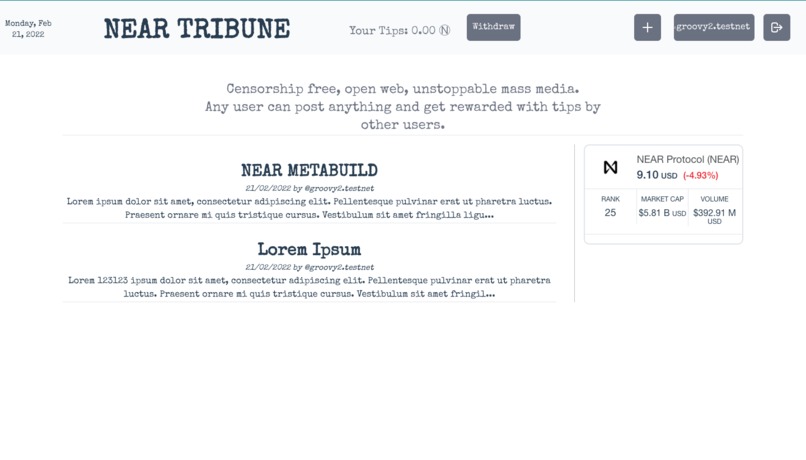 NEAR Tribune – screenshot 1
